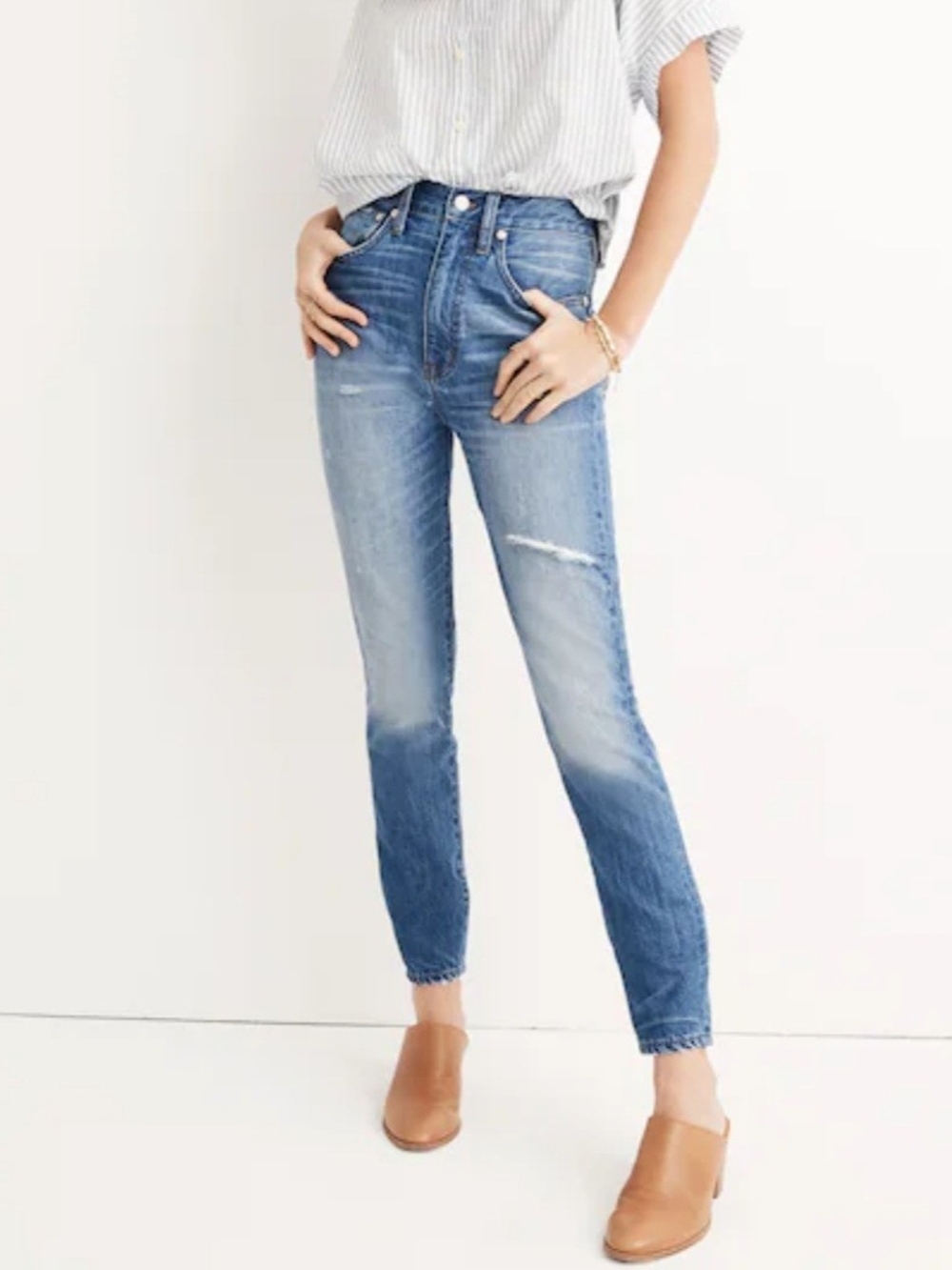 Madewell rigid skinny Distressed cotton jeans size 26 Napa wash - Picture 4 of 11